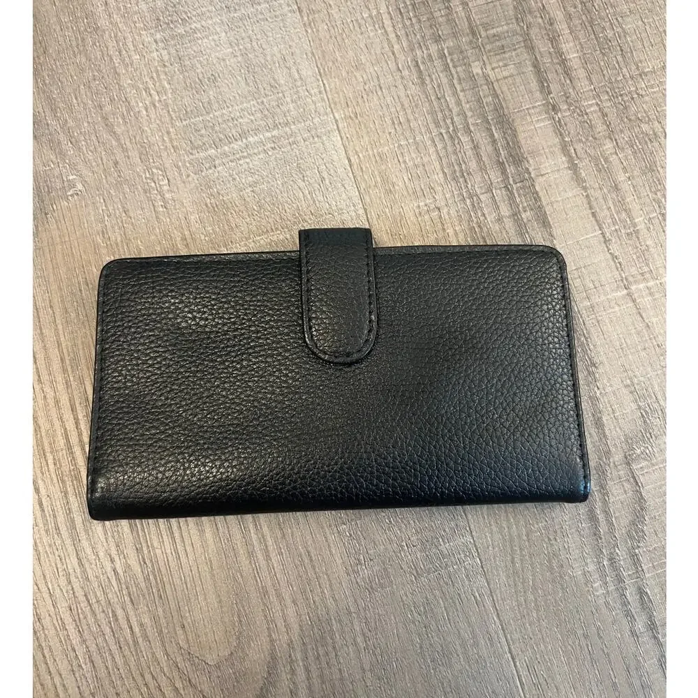 Buxton Black Leather Checkbook Holder Wallet